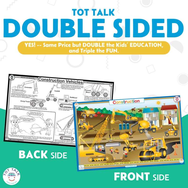 Tot Talk Table Setting & Etiquette Educational Placemat for Kids â€“ Made in USA â€“ Durable, Double-Sided, Proper Table Setting & Manners & Dining Etiquette â€“ Waterproof Wipeable, 17.5â€ x 11.5â€ - Image 3